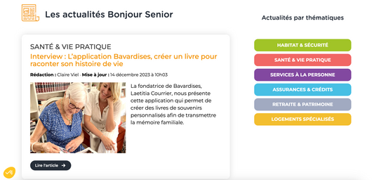 Interview de Bonjour Sénior : l’application Bavardises, créer un livre pour raconter son histoire de vie