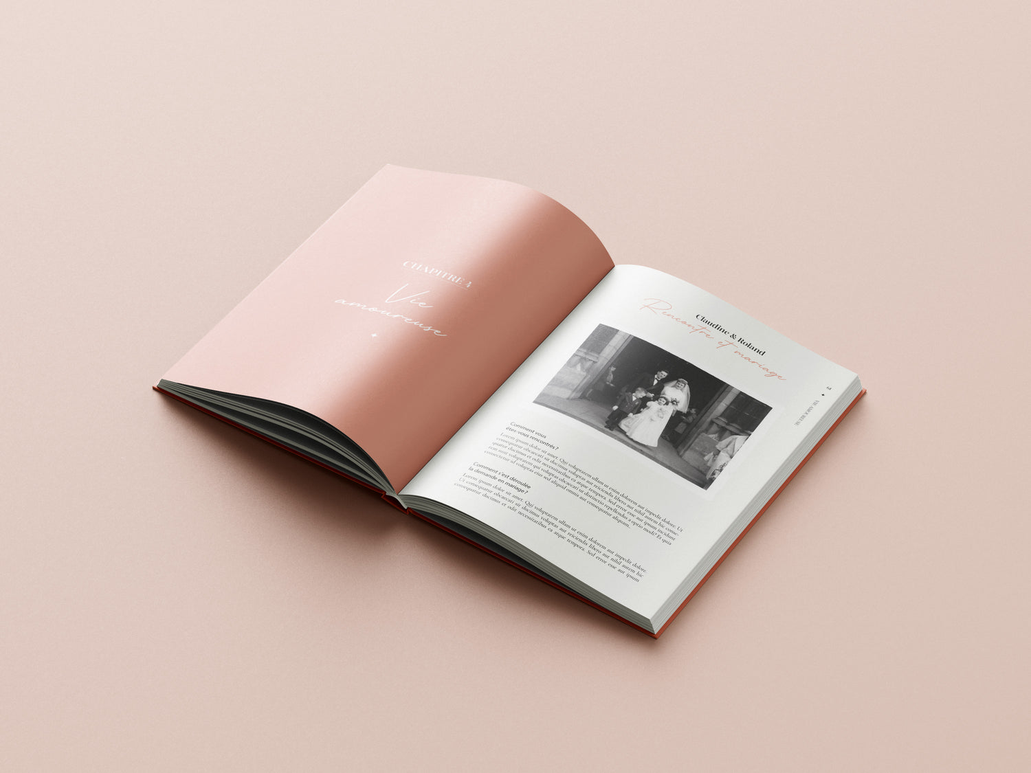 Livre personnalisé Bavardises avec le chapitre ma vie amoureuse coloris rosée d'une biographie facile à réaliser